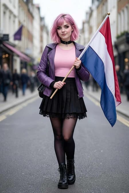 Amelia with the Dutch flag