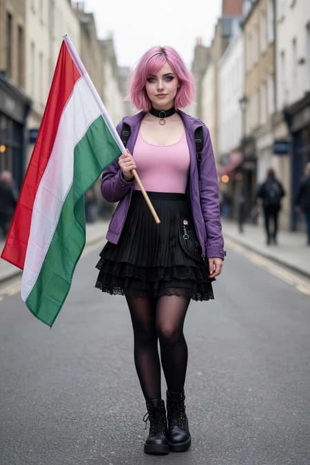 Amelia with the Hungarian flag