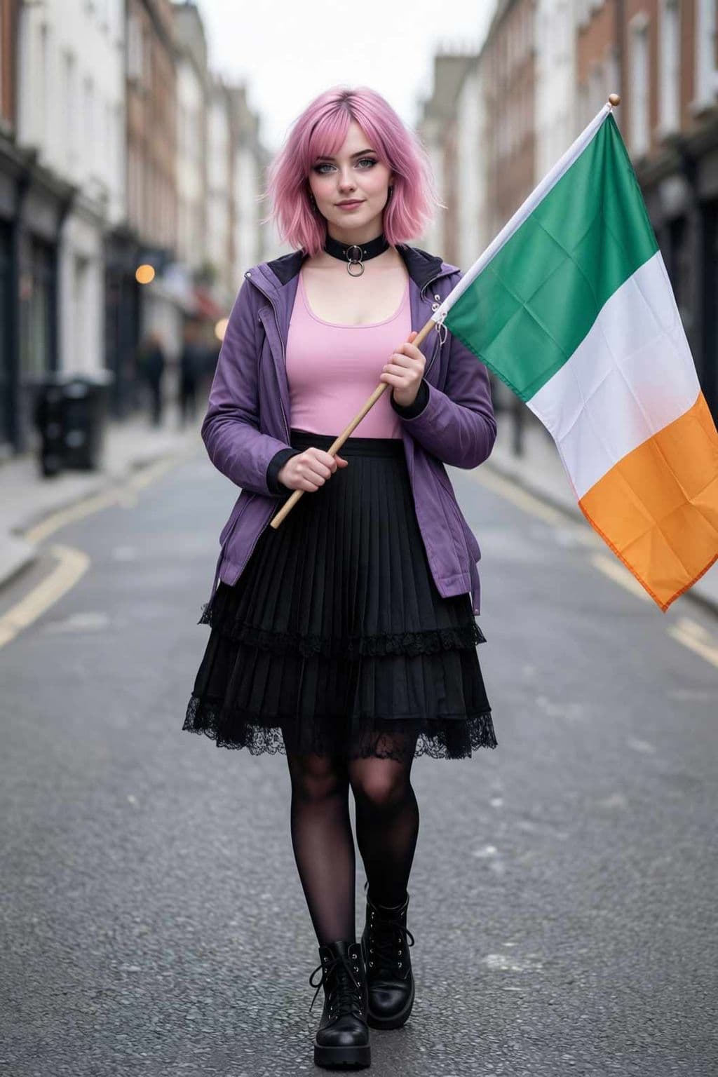 Amelia with the Irish flag