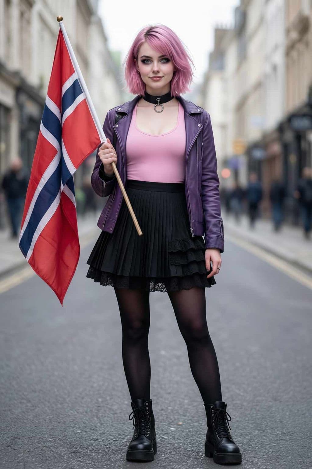 Amelia with the Norwegian flag