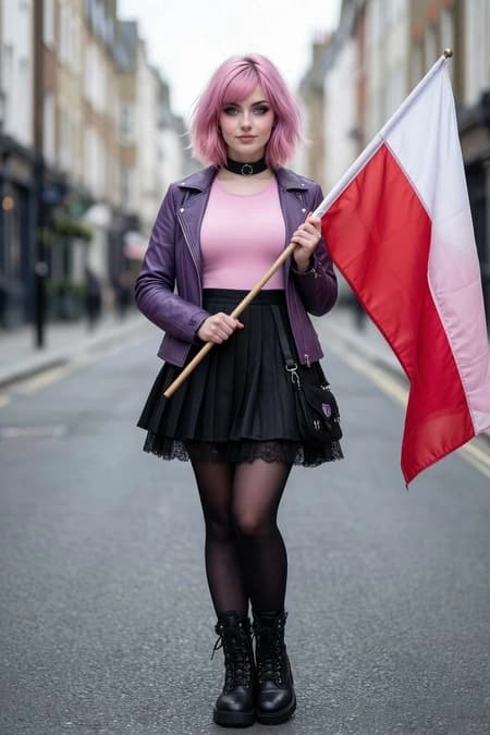 Amelia with the Polish flag