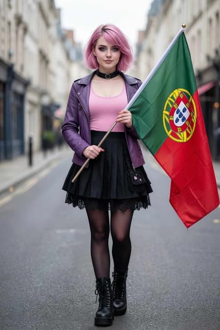 Amelia with the Portuguese flag