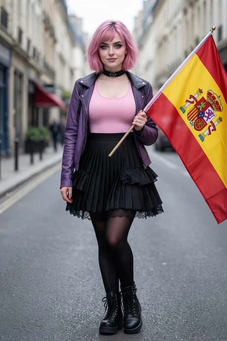 Amelia with the Spanish flag