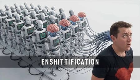 Graphic showing users trapped in enshittified ecosystem