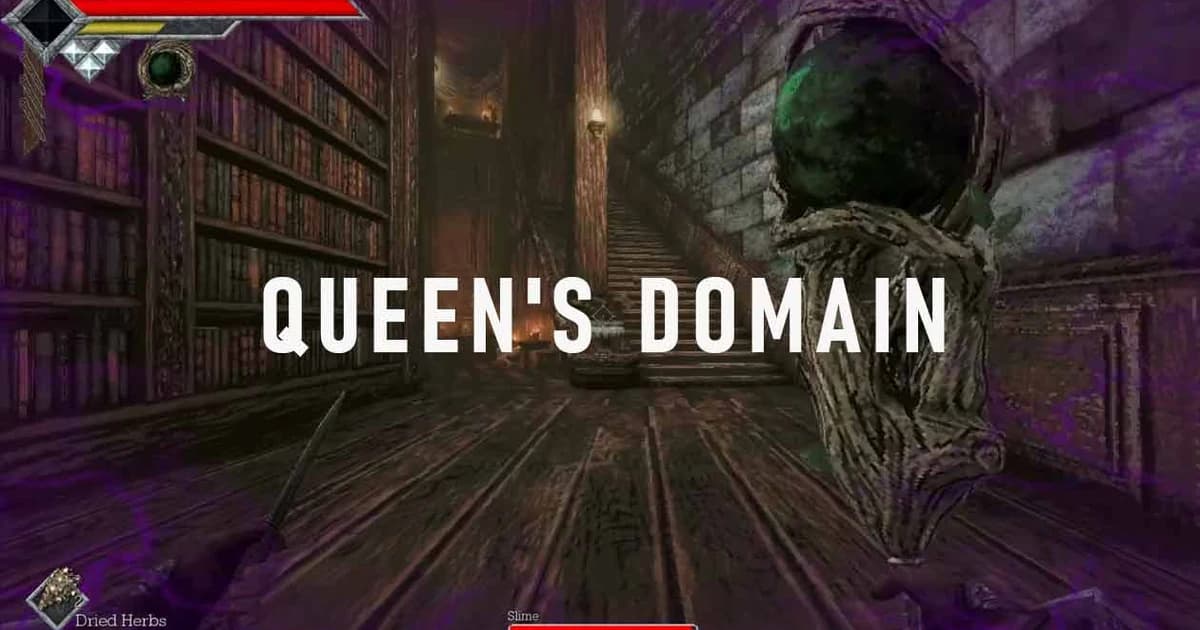 Queen’s Domain retro dark fantasy island key art