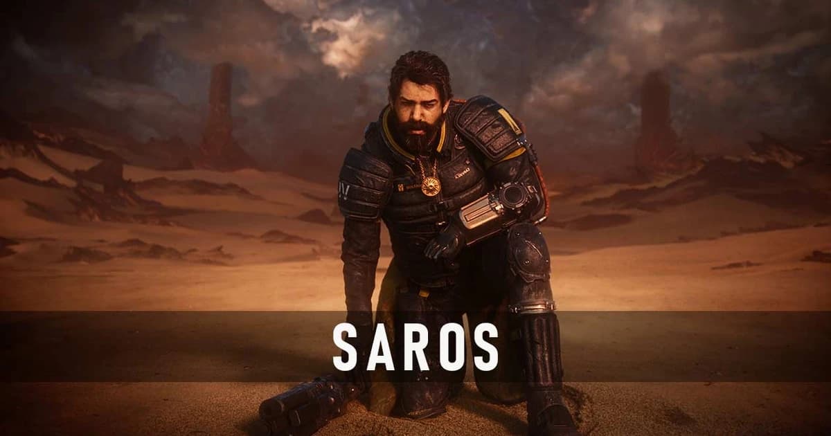 Armored Soltari Enforcer facing cosmic entity on Carcosa