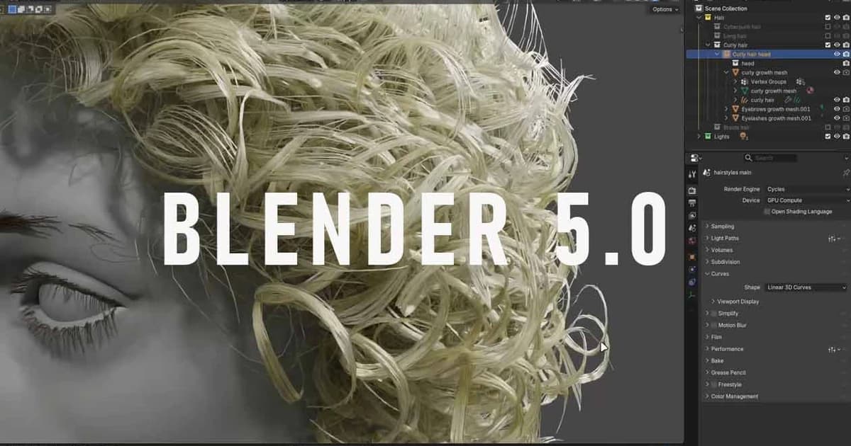 Blender 5.0 with ACES & HDR pipeline, fresh modifiers, better Cycles rendering, Storyboarding template