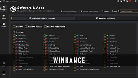 Winhance Optimization Dashboard on Windows 11 Screen