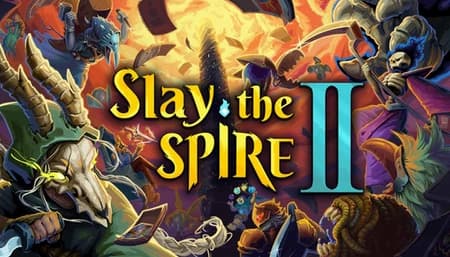 Slay the Spire 2 key art with cards and relics glowing