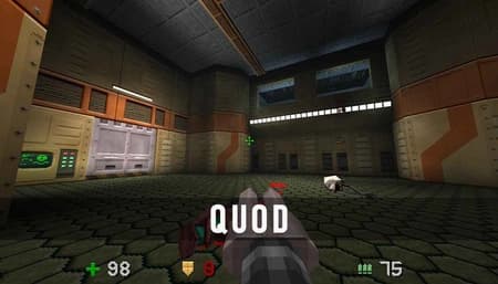 Demoscene style 64kb fps game quod retro corridors