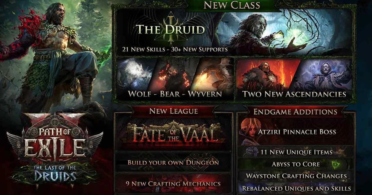 Fate of the Vaal league launches with new Druid builds and uniques