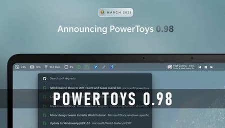 PowerToys 0.98 Command Palette Dock on Windows 11 desktop