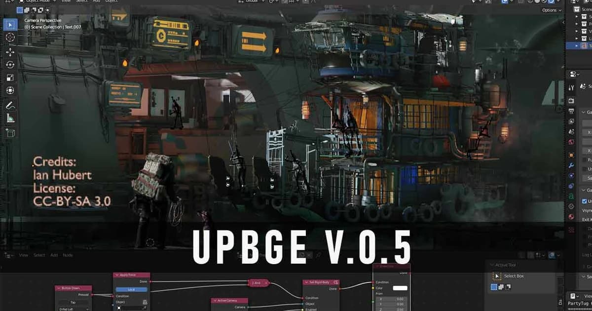 Developer testing UPBGE logic bricks in Blender viewport