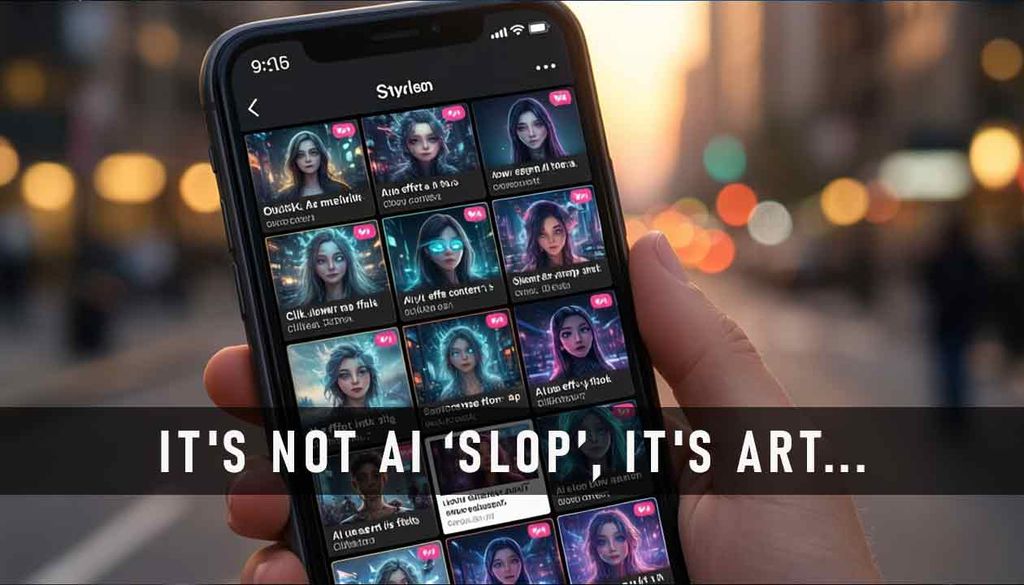 Crowded social feed filled with repetitive AI generated posts