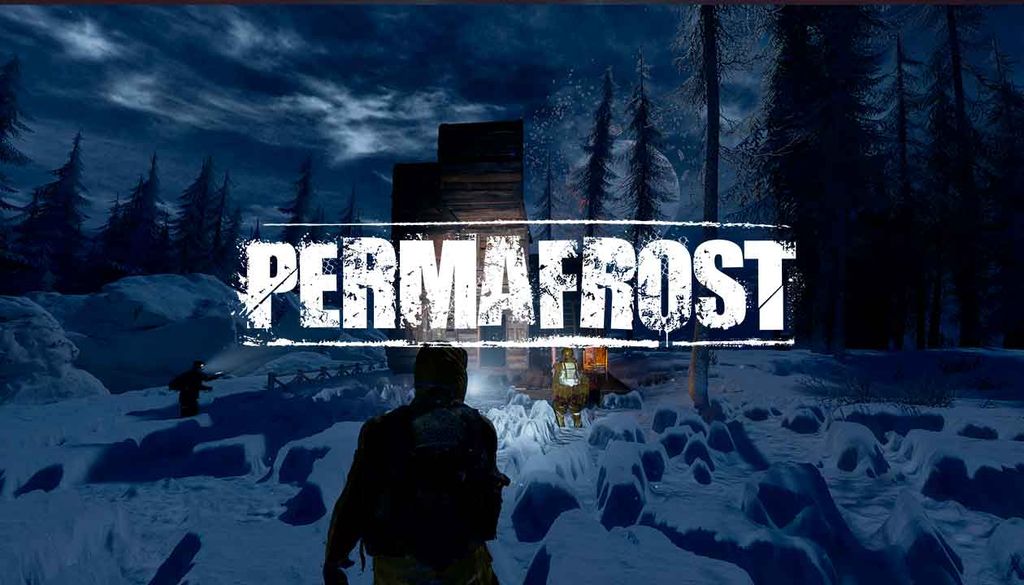 Permafrost icy apocalypse survivor with dog companion