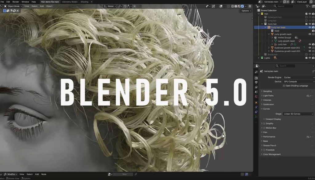 Blender 5.0 with ACES & HDR pipeline, fresh modifiers, better Cycles rendering, Storyboarding template